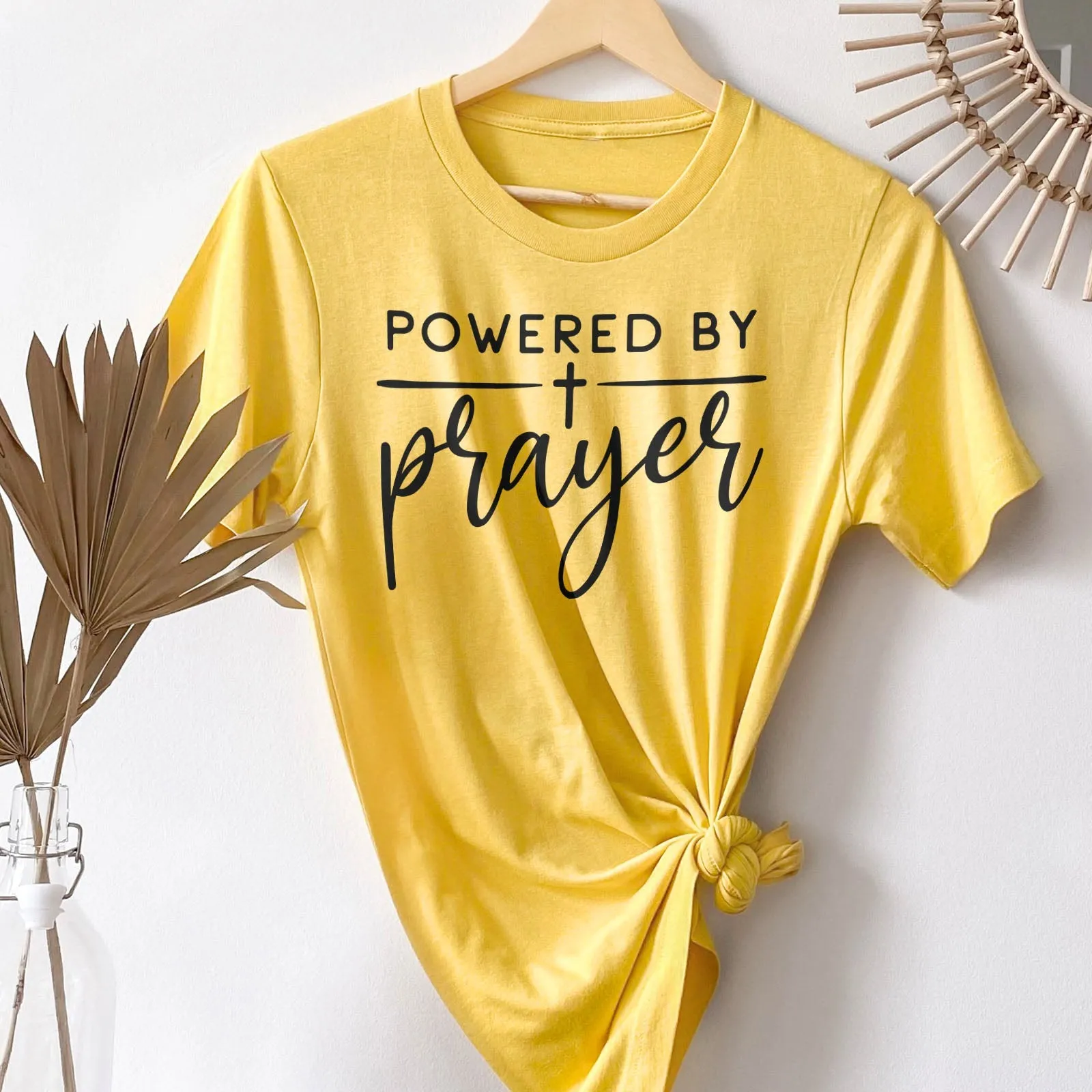 Powered by Prayer Tee Shirts For Women - Christian Shirts for Women - Religious Tee Shirts