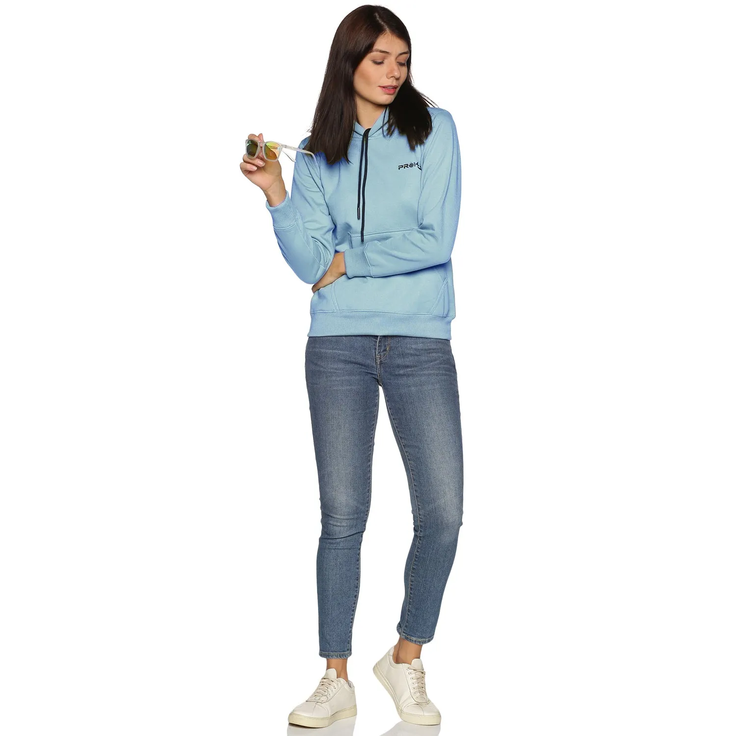 Prokick Sports Women Hooded Sweat Shirt , Sky Blue