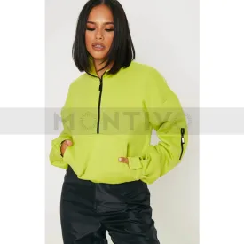 PTL Neon Lime Oversized Zip Front Sweatshirt