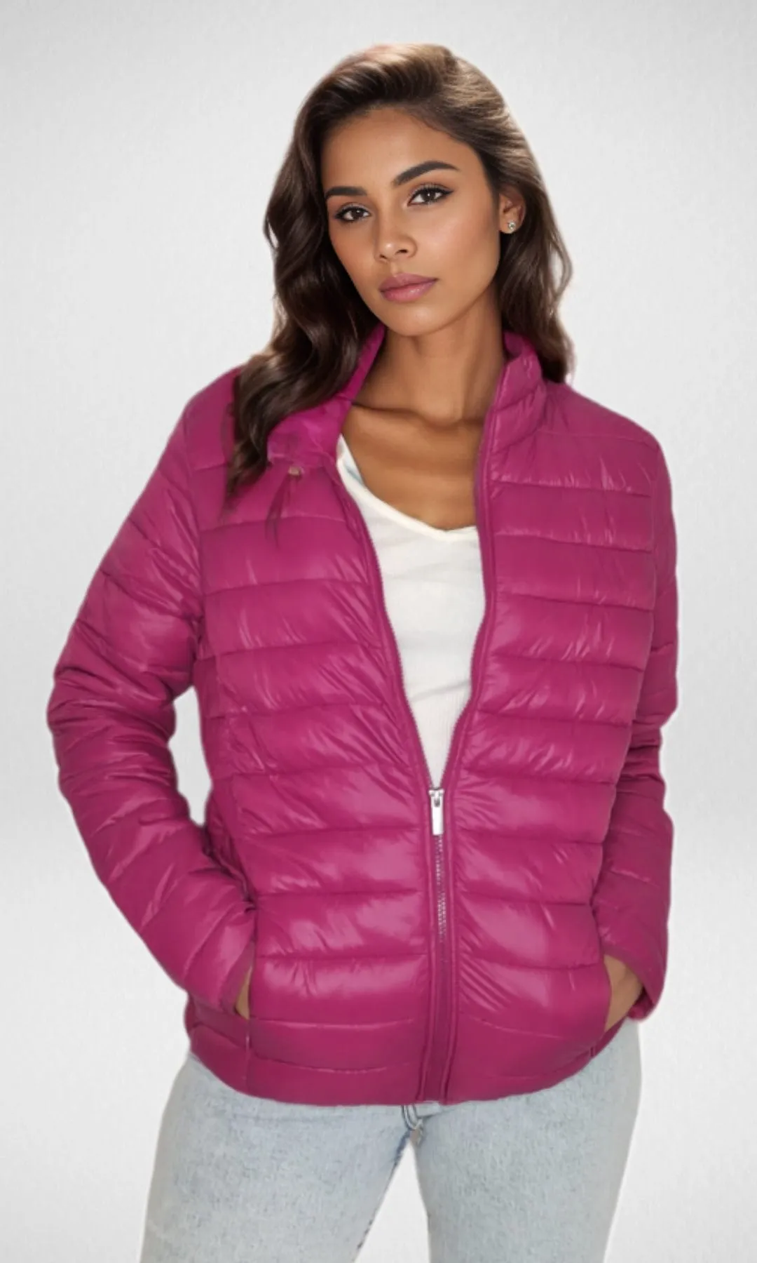 Puffer Women Jacket - Blue Motion(Fuchsia)