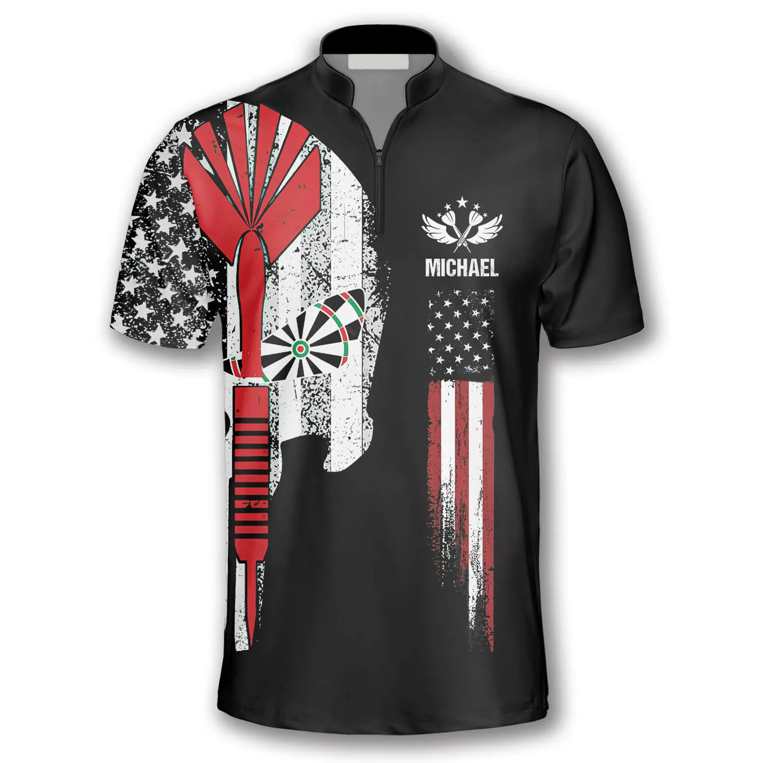 Punisher Skull Flag Custom Darts Jerseys for Men, Perfect Gift for Dart Player, Skull Dart Shirt