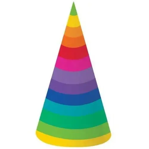 Rainbow Party Hats - 8 Pkt