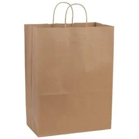 Recycled Natural Kraft Shopping Bags. - 13.00" x 6.70" x 17.00