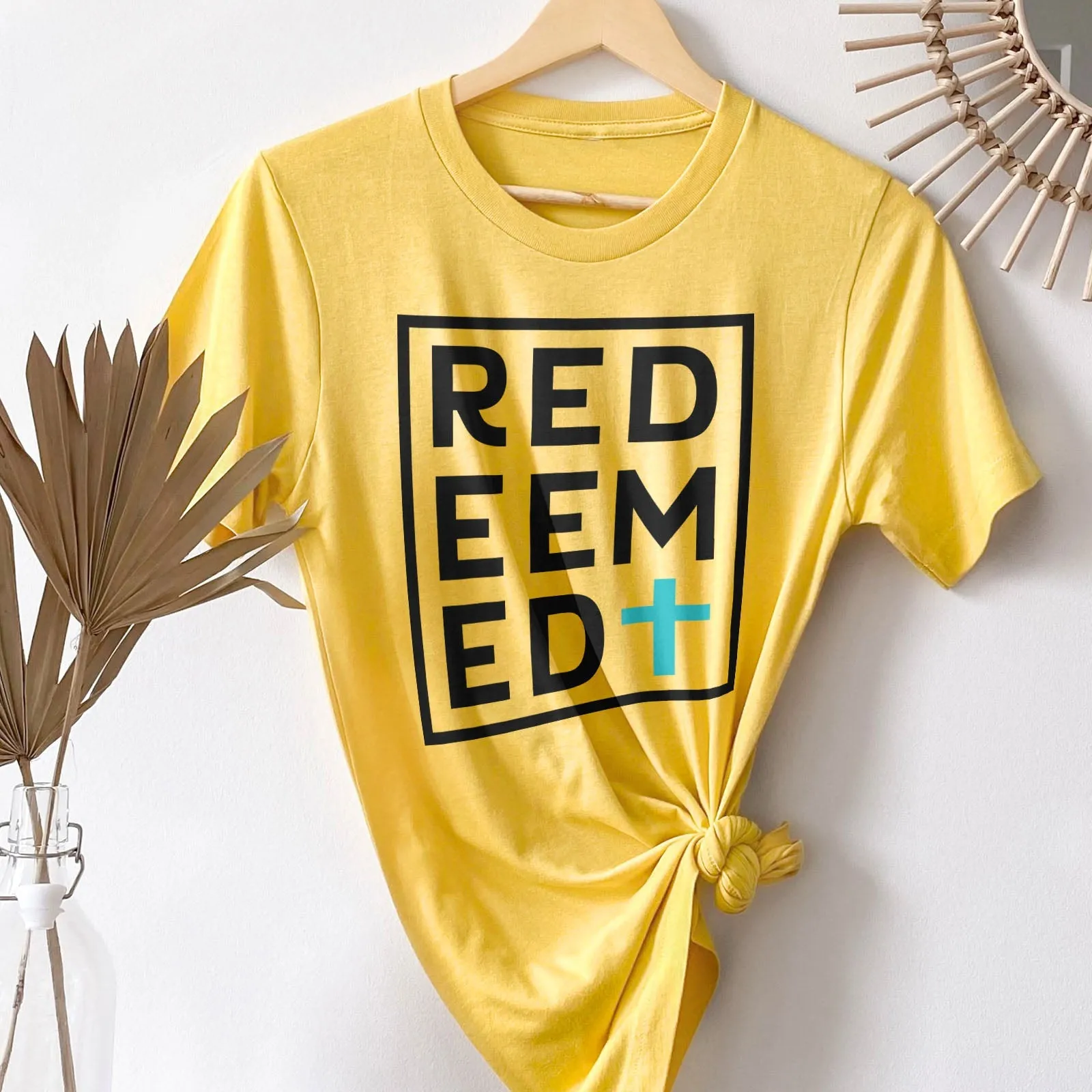 Redeemed Block Tee Shirts For Women - Christian Shirts for Women - Religious Tee Shirts