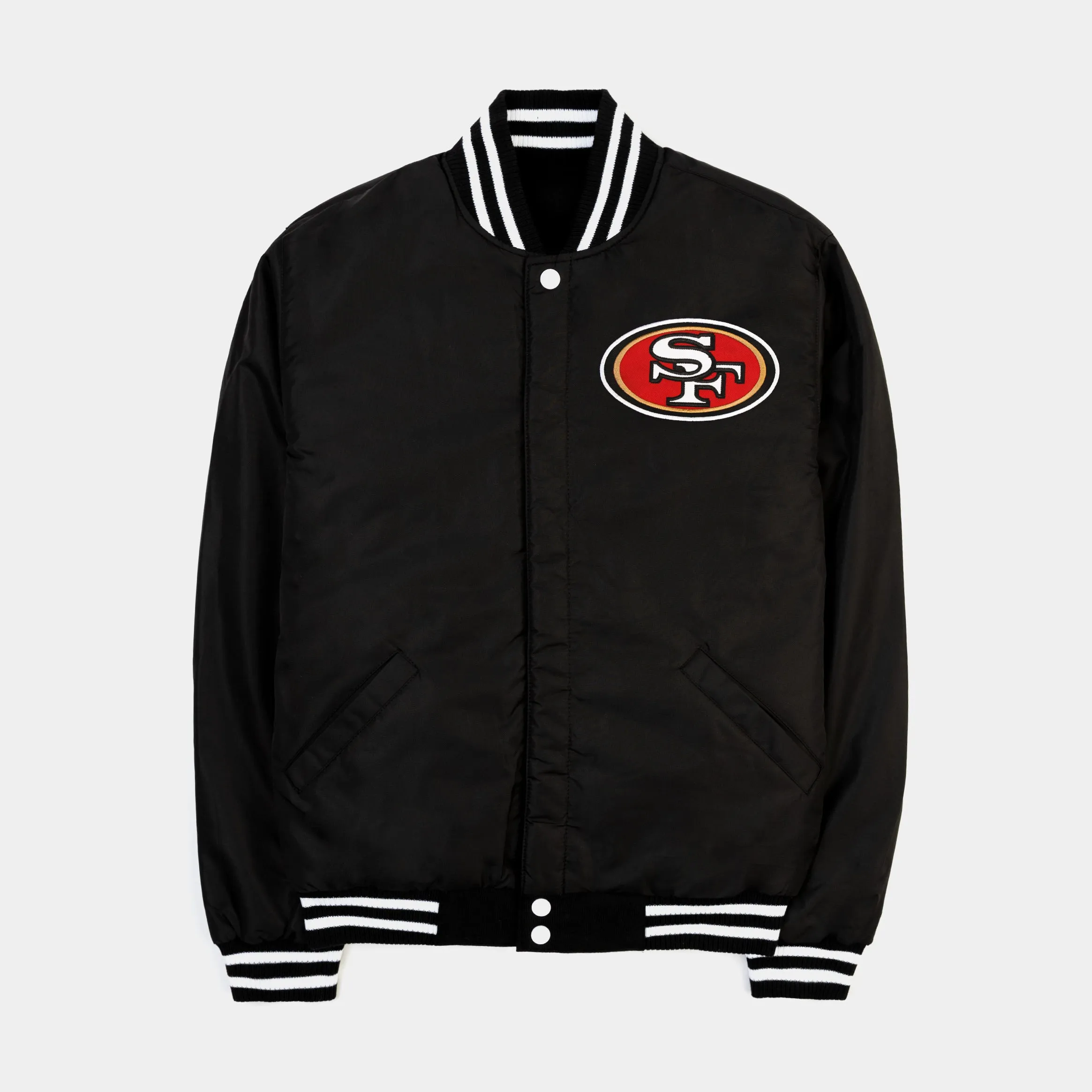 San Francisco 49ers Reversible Letterman Mens Jacket (Black/White)