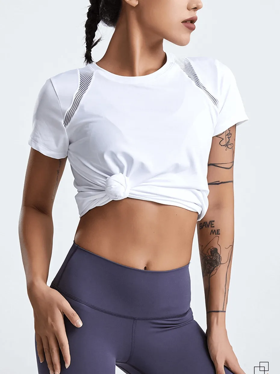 Short-Sleeved Running T-Shirt With Hollow Back / Loose Yoga Clothes - SF1485