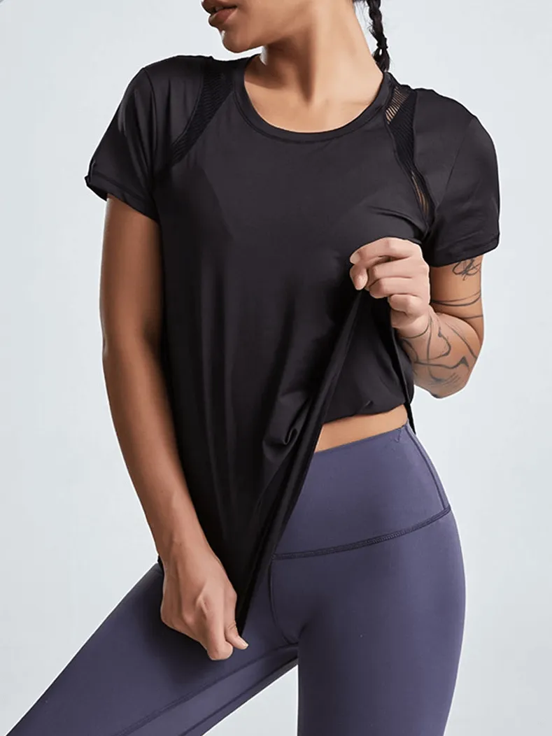 Short-Sleeved Running T-Shirt With Hollow Back / Loose Yoga Clothes - SF1485