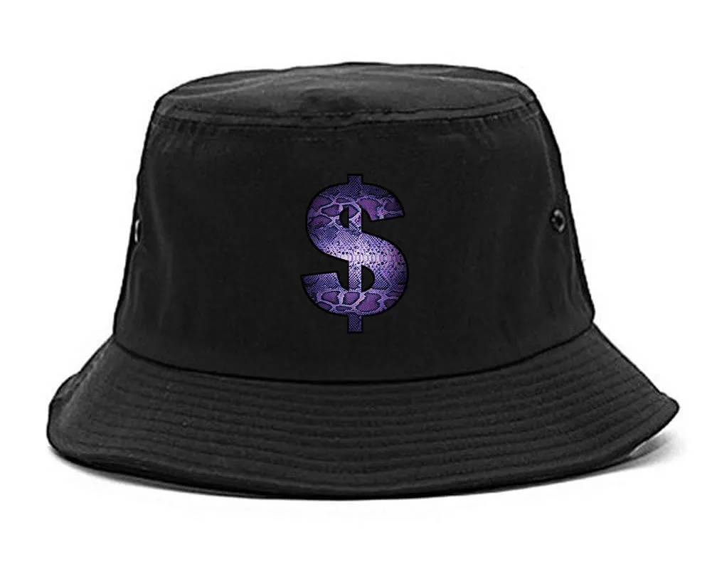 Snakeskin Money Sign Purple Animal Print Bucket Hat