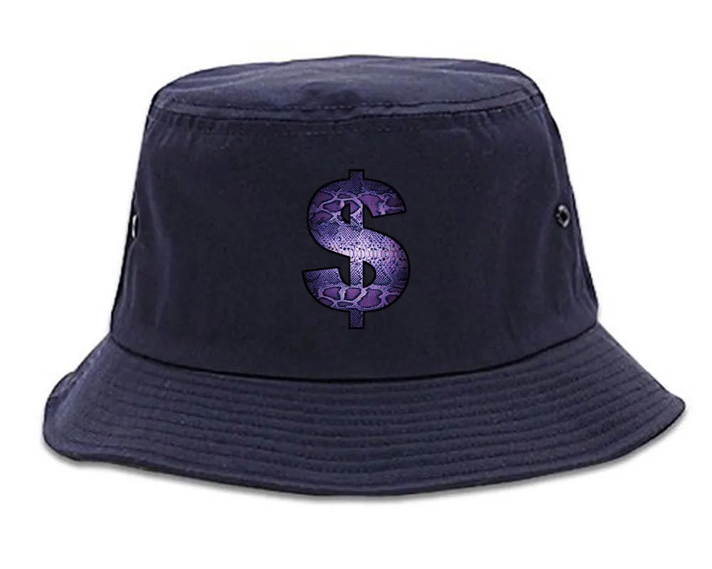 Snakeskin Money Sign Purple Animal Print Bucket Hat