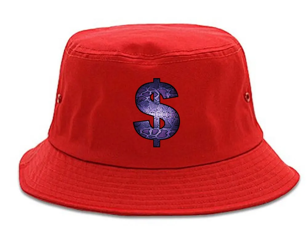 Snakeskin Money Sign Purple Animal Print Bucket Hat