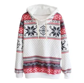 Snowflake Print Pocket Pullover Tracksuit Hoodie