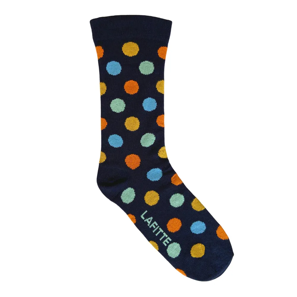 Spot Loose Top Organic Cotton Crew Socks in Navy - Aussie Made