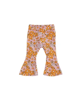 Spring Purple And Golden Daisy Bell Bottoms