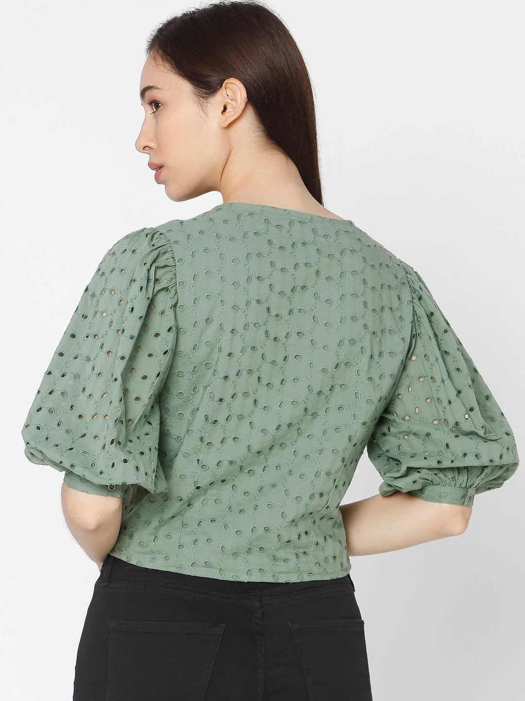 Spykar Green Cotton Women Shirt