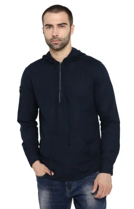 Spykar Navy Blue Solid Slim Fit Hoodies