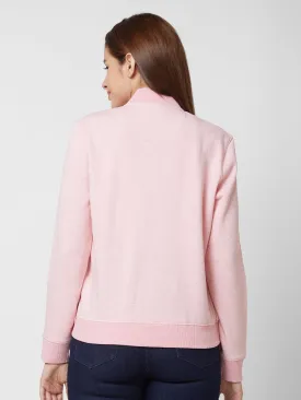 Spykar Round Neck Full Sleeve Pink Sweatshirt For Women