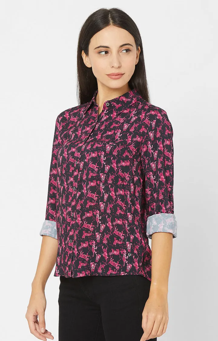 Spykar Women Pink Viscose Casual Shirts (Regular)