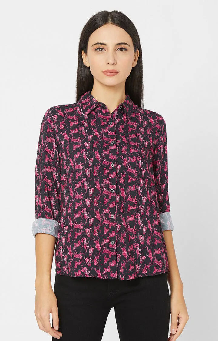 Spykar Women Pink Viscose Casual Shirts (Regular)