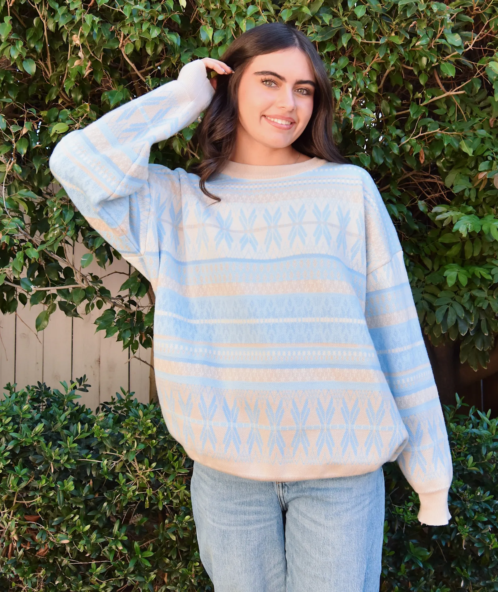 Sunkissed Coconut Juniors Aspen Ski Snowflake Sweater