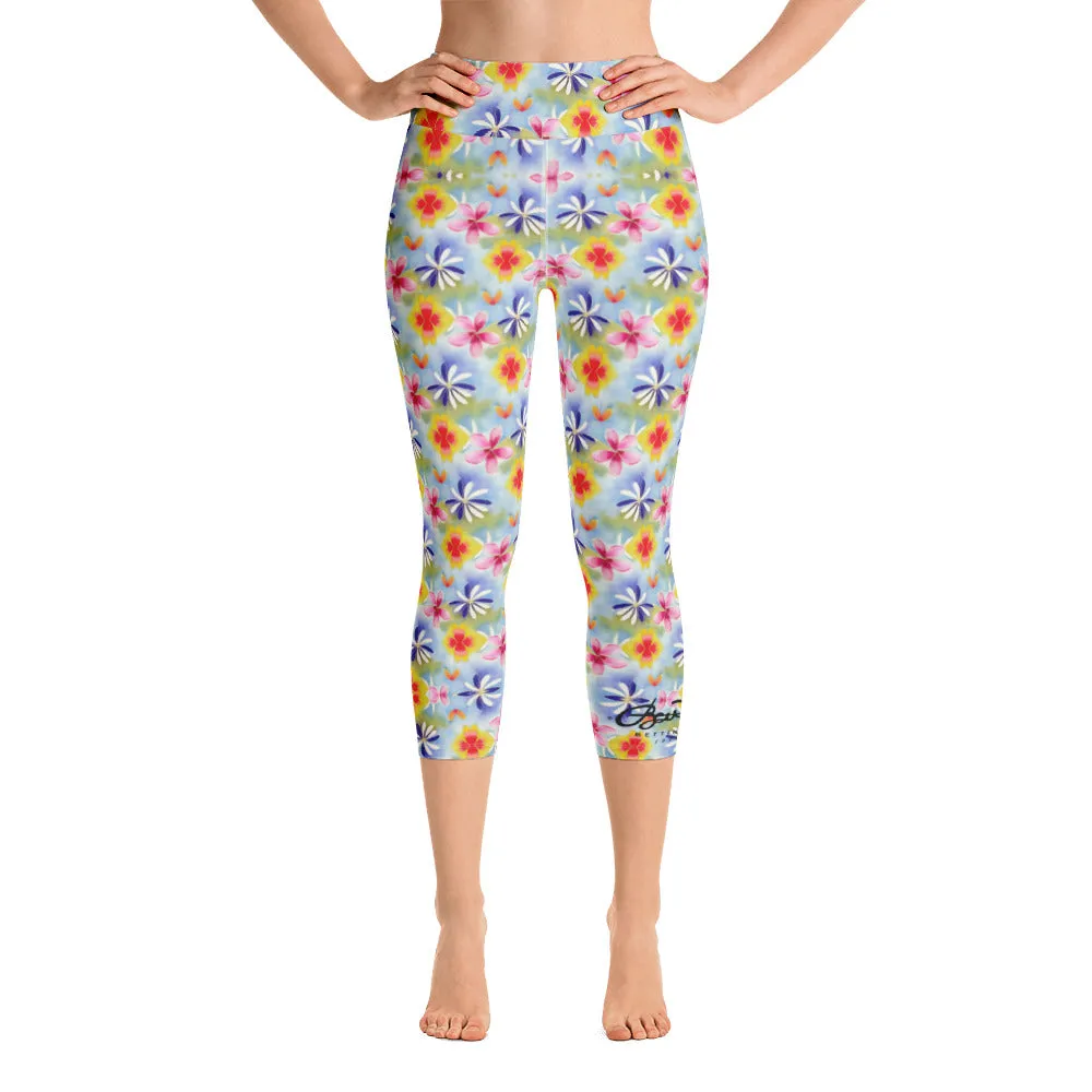 Sunrise Floral Yoga Capri Leggings