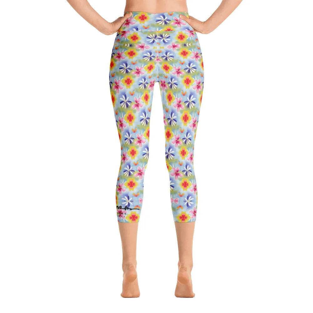 Sunrise Floral Yoga Capri Leggings