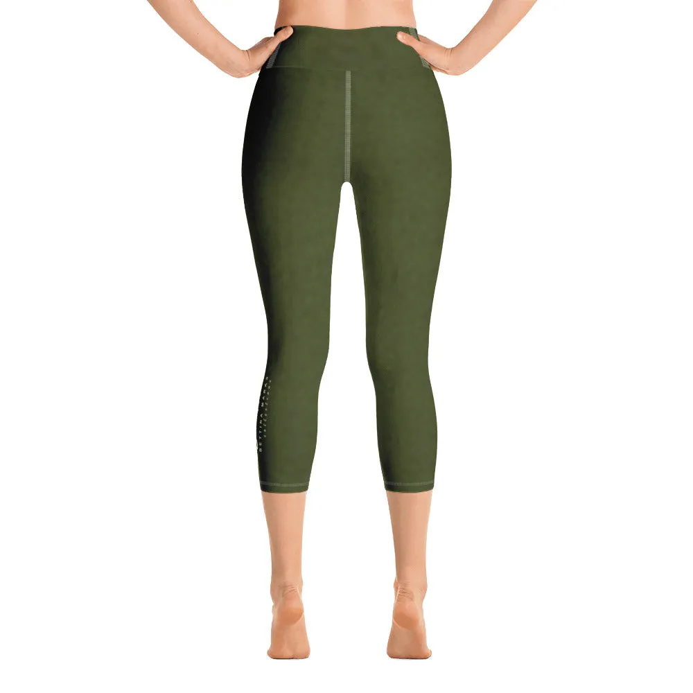 Tree Hugging Forest Green Yoga Capri Leggings