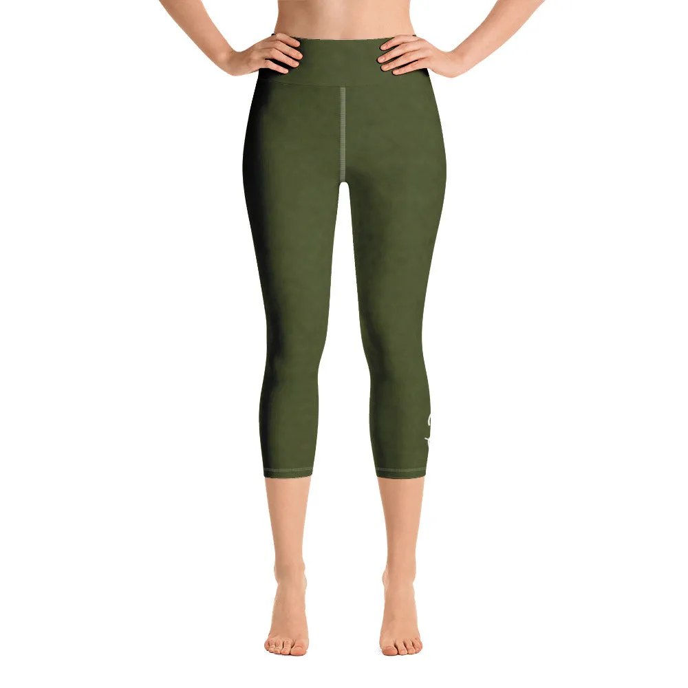 Tree Hugging Forest Green Yoga Capri Leggings