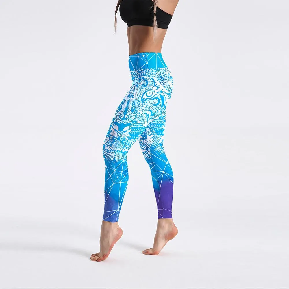 Women High Waist Digital Printed Push Up Sport Fitness Leggings