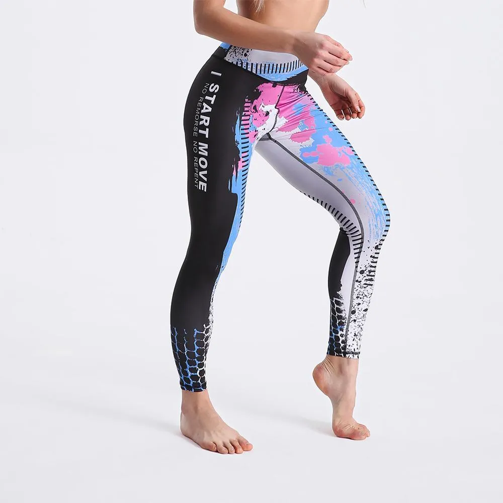 Women High Waist Digital Printed Push Up Sport Fitness Leggings