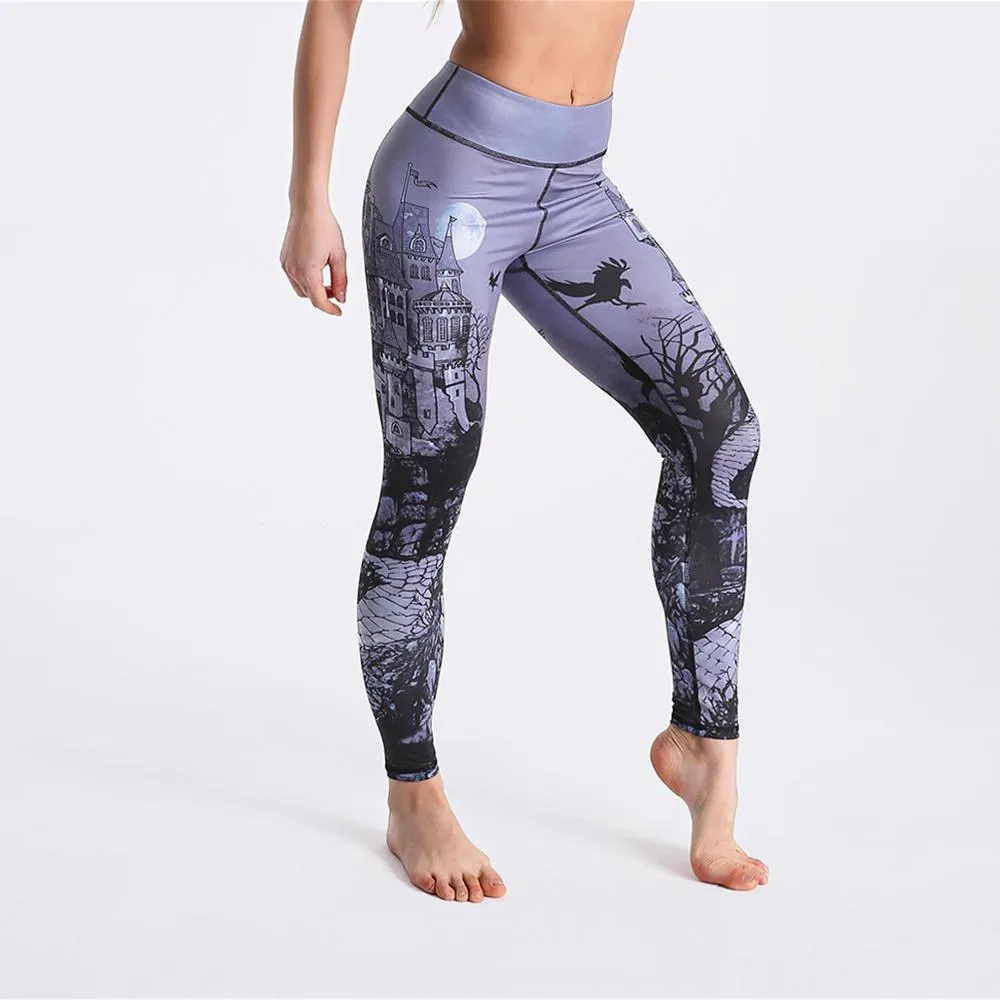 Women High Waist Digital Printed Push Up Sport Fitness Leggings