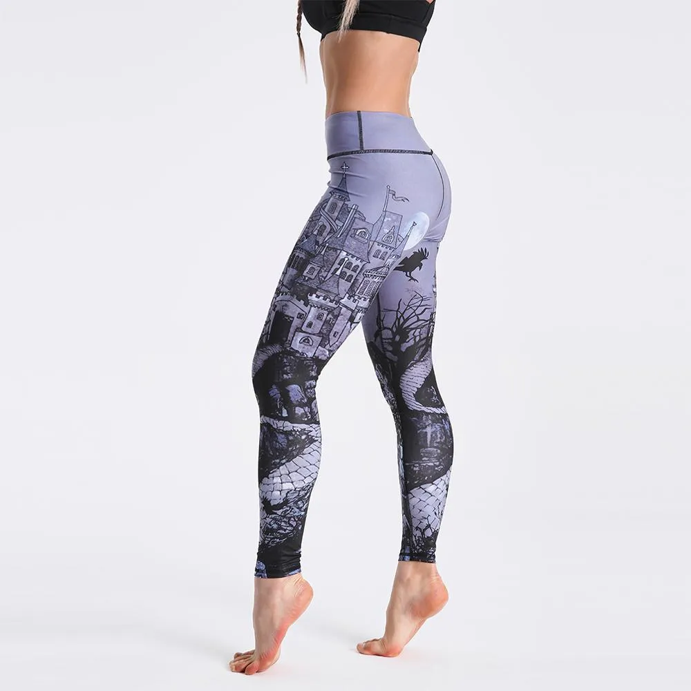 Women High Waist Digital Printed Push Up Sport Fitness Leggings