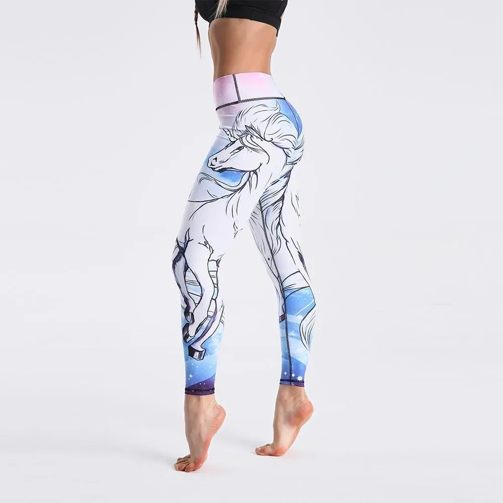 Women High Waist Digital Printed Push Up Sport Fitness Leggings