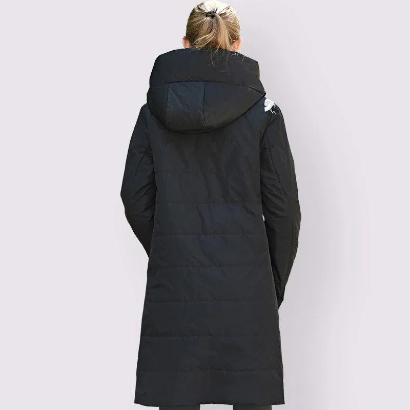 Women Hooded Thin Cotton Long Windproof Stylish Coat