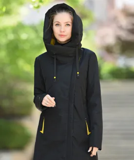 Women Hooded Thin Cotton Long Windproof Stylish Coat