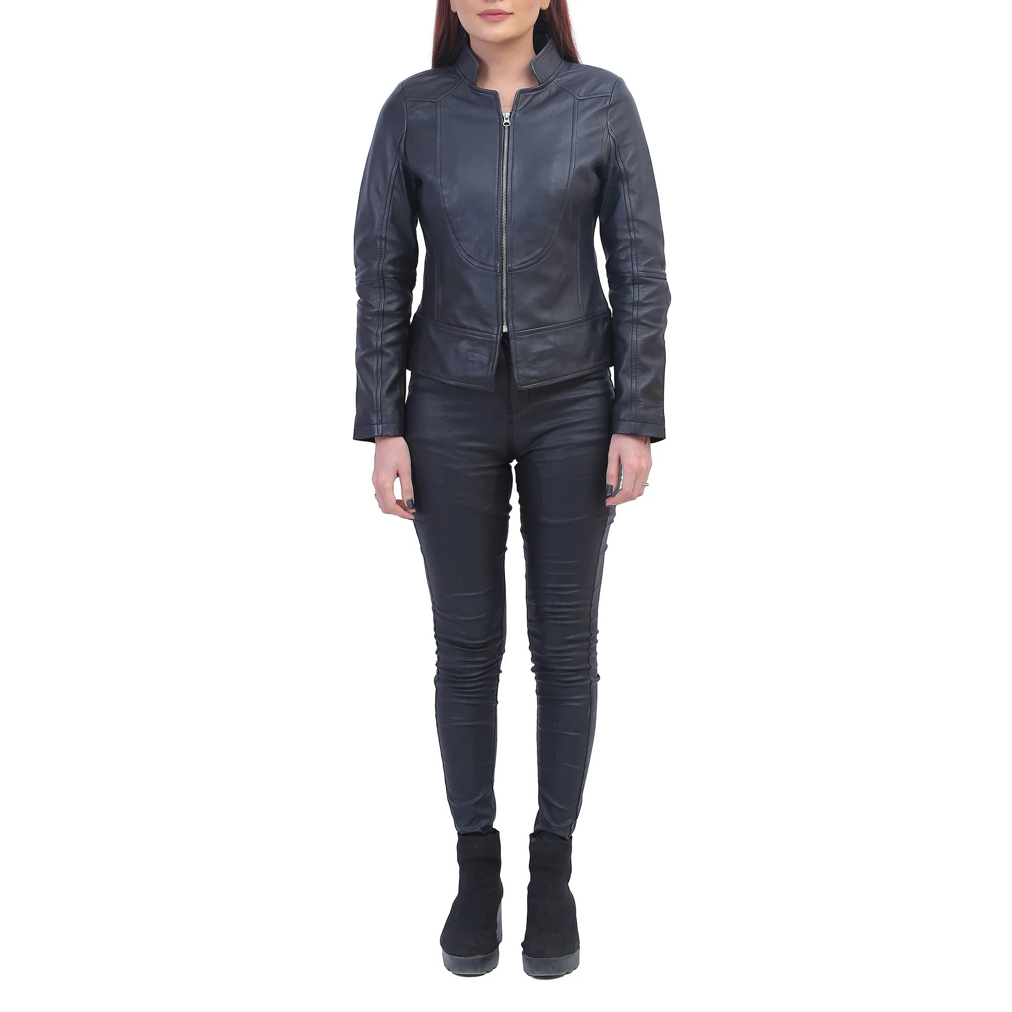 Womens Black Biker Leather Jacket