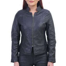 Womens Black Biker Leather Jacket