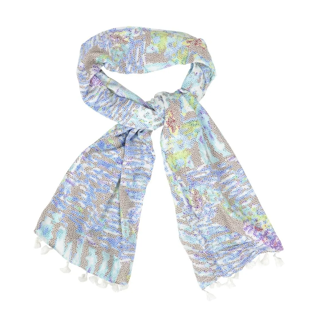 Womens Sheer Summer Scarf Pastel Mosaic Print Amadar