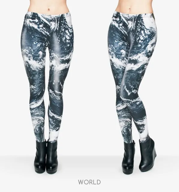 Zohra Brand Night Moon 3D Printing Our world Legging Punk Women Legins Stretchy Trousers Casual Pants Leggings