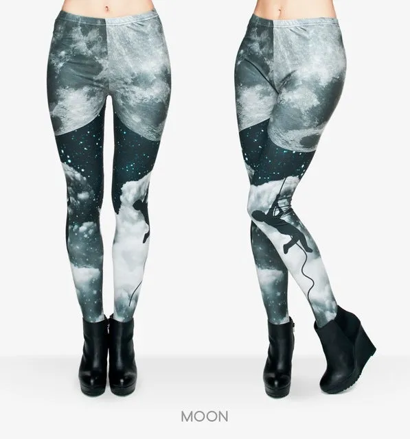 Zohra Brand Night Moon 3D Printing Our world Legging Punk Women Legins Stretchy Trousers Casual Pants Leggings